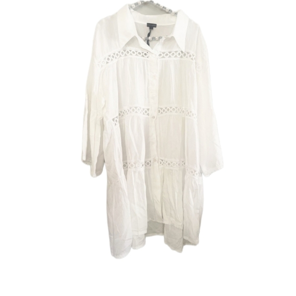 Coco + Carmen Tops - Coco+carmen Monroe Woven Circle Crochet Inset Tunic In White Size L/XL New